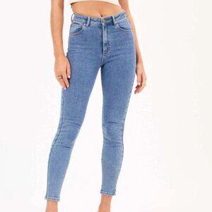 Abrand High Skinny Ankle Basher Jeans In LA Blues Wash Size 24